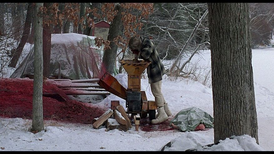 The famous wood-chipper machine scene from the 1996 film Fargo.