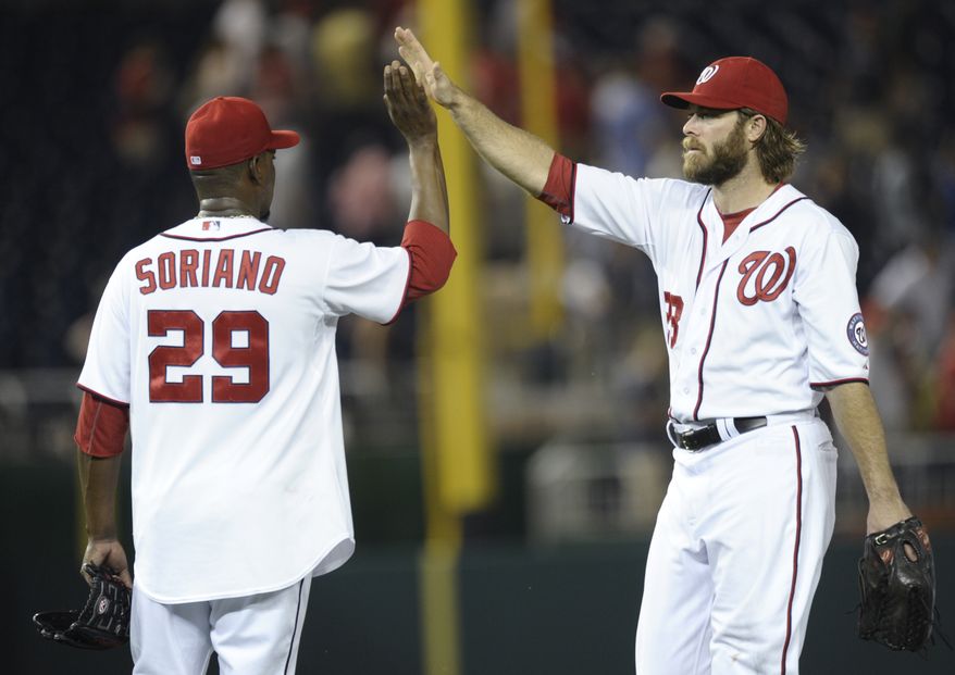 Jayson Werth, right, is dealing with a groin issue but he was 2-for-2 on Tuesday night. (Associated Press photo)