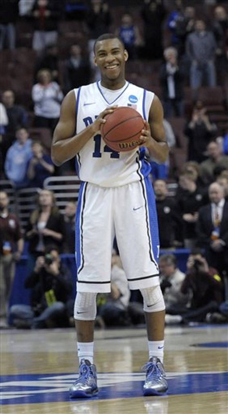 **FILE** Duke's Rasheed Sulaimon holds the ball during the second half of a third-round game of the NCAA college basketball tournament against Creighton, Monday, March 25, 2013, in Philadelphia. Duke won 66-50. (AP Photo/Michael Perez)