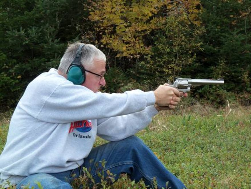 Bruce Abbott of Maine with his Ruger Redhawk .44 magnum.