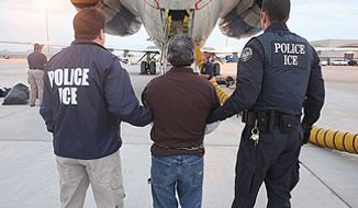 Immigration and Customs Enforcement is deporting fewer illegal immigrants this fiscal year, but a larger percentage of them have no criminal records. The numbers suggest that the Obama administration is struggling to meet its stated goals. (ICE via Associated Press)**FILE** 