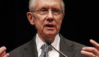 ** FILE ** Nevada Sen. Harry Reid speaks during a news conference at Mandalay Bay in Las Vegas Tuesday, July 2, 2013. (AP Photo/Las Vegas Review-Journal, John Locher)