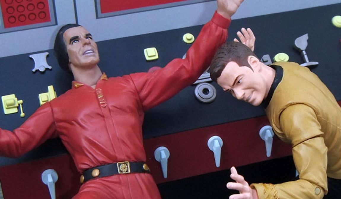 Diamond Select Toys&#x27; Captain Kirk pushes Khan in a set based on the Start Trek episode &quot;Space Seed.&quot; (Photo by Joseph Szadkowski / The Washington Times)
