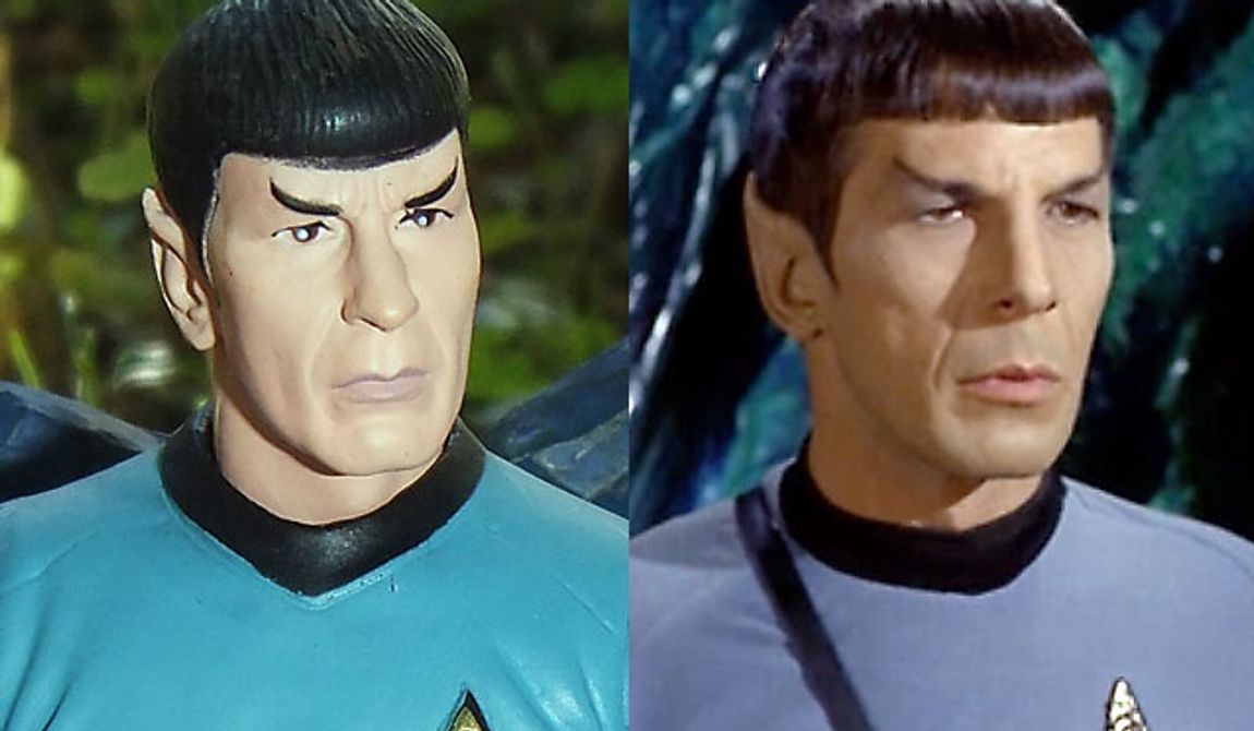 Diamond Select Toys&#x27; Mr. Spock compared to actor Leonard Nimoy, Mr. Spock, from the Star Trek episode &amp;#210;Devil in the Dark.&amp;#211; (Photo by Joseph Szadkowski / The Washington Times)