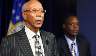 Detroit Mayor Dave Bing (left), with state-appointed emergency manager Kevyn Orr, said Sunday, &quot;There are over 100 major urban cities that are having the same problems we&#39;re having. We may be one of the first. We are the largest, but we absolutely will not be the last.&quot; (Associated Press)