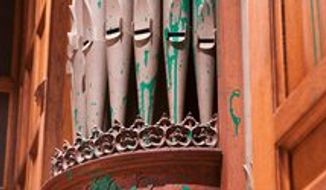 Green paint was found Monday on the organ in the Bethlehem Chapel (below) at the Washington National Cathedral, the third case of such vandalism in the District in four days.