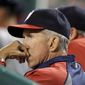 Washington Nationals manager Davey Johnson watches from the dugout during the eighth inning of a baseball game against the Detroit Tigers in Detroit, Tuesday, July 30, 2013. (AP Photo/Carlos Osorio)