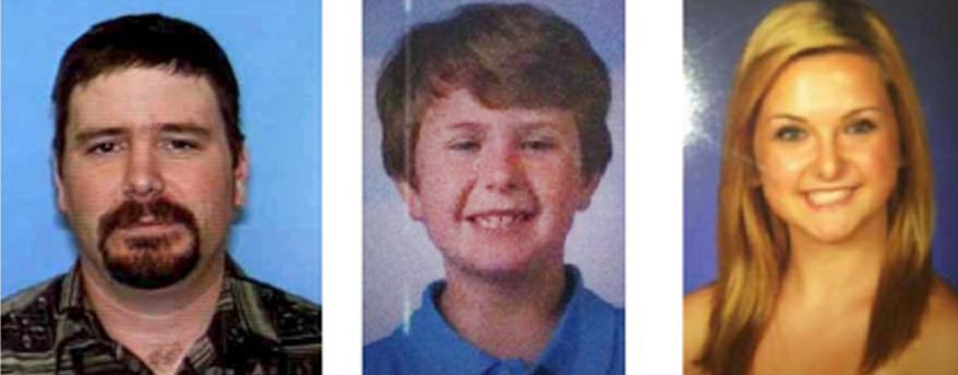 This composite photo provided by the San Diego Sheriff's Department shows: James Lee Dimaggio, 40, left, Ethan Anderson, 8, and Hannah Anderson, 16, whose mother, Christina Anderson, 42, was one of two people found dead in a house fire Sunday night, Aug. 4, 2013. (AP Photo/San Diego Sheriff's Department, File)