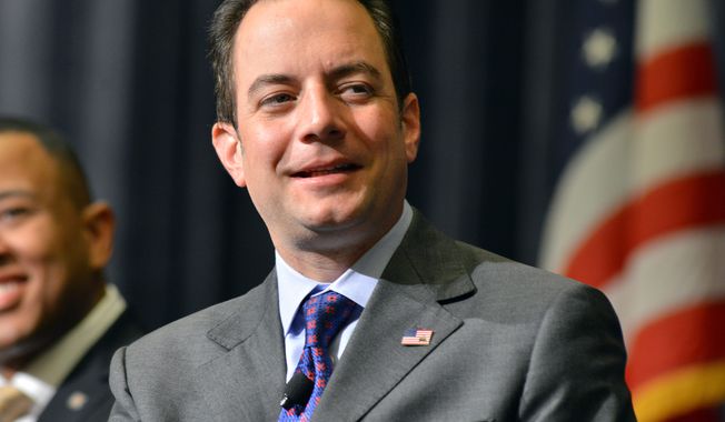 Reince Priebus, chairman of the Republican National Committee, reacts to a speech during the committee summer meeting on Aug. 15, 2013, in Boston. The RNC formally renewed its minority outreach effort, introducing the first four members of a “Rising Stars” program designed to promote younger and more ethnically diverse Republicans leaders. (Associated Press)