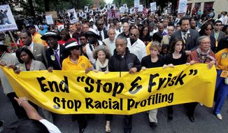 The Rev. Al Sharpton leads a protest of New York&#x27;s &quot;stop-and-frisk&quot; program in 2012. Last week, a federal judge sitting in New York said the department made thousands of racially discriminatory street stops and appointed a monitor to direct changes.
