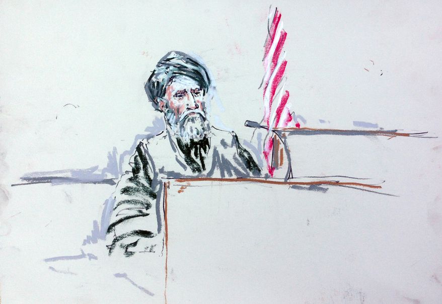 In this courtroom sketch, Haji Mohammad Naim testifies Aug. 20, 2013, in a courtroom at Joint Base Lewis-McChord, south of Seattle. Naim, an Afghan farmer shot during a massacre in Kandahar Province last year, took the witness stand at a sentencing hearing for Staff Sgt. Robert Bales, who attacked his village and one other in pre-dawn raids on March 11, 2012, killing 16 civilians. (Associated Press)