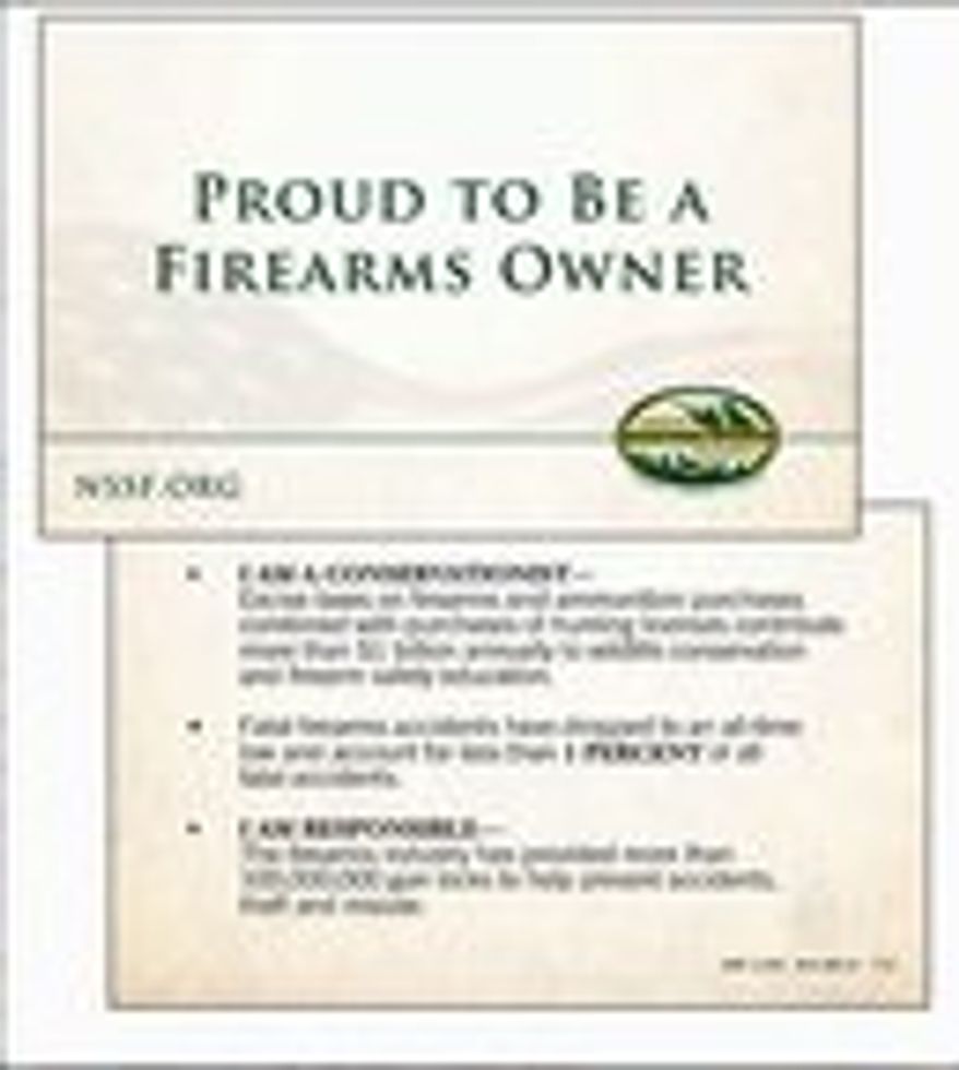 The National Shooting Sports Foundation is issuing "Proud to Be a Firearms Owner" pocket cards to arm gun owners with 13 "bullet points" about their identities as law-abiding, safety-minded citizens. (National Sports Shooting Foundation)