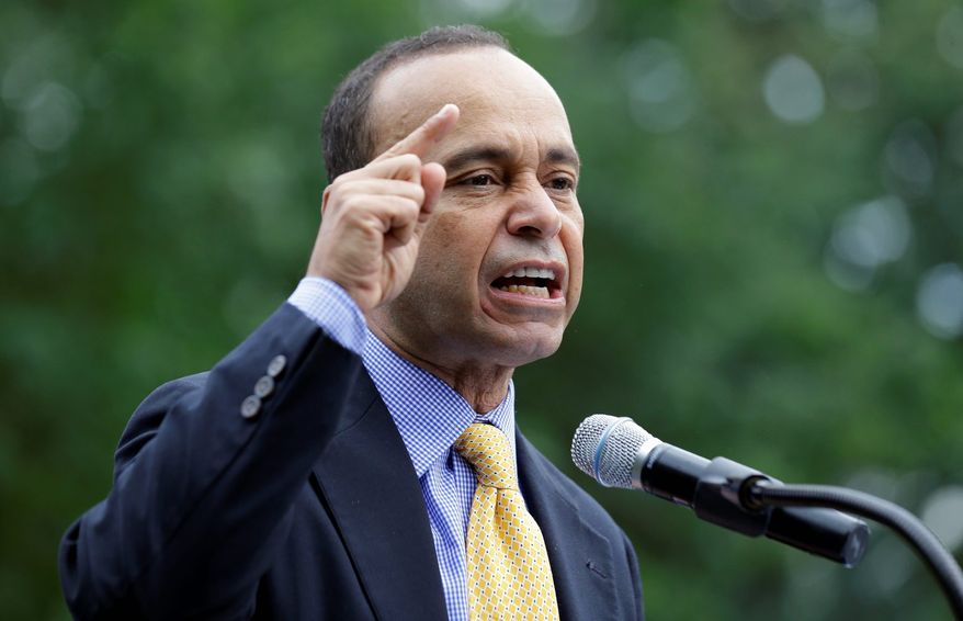 Border Buster: Rep. Luis V. Gutierrez, Illinois Democrat, took his immigration reform message to the districts of two Virginia Republicans: Rep. Frank R. Wolf and Rep. Bob Goodlatte. (Associated Press)