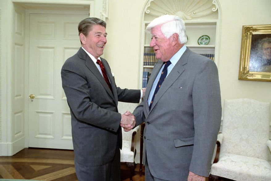 President Ronald Reagan and House Speaker Tip O&#39;Neill. (credit: Reagan Library)