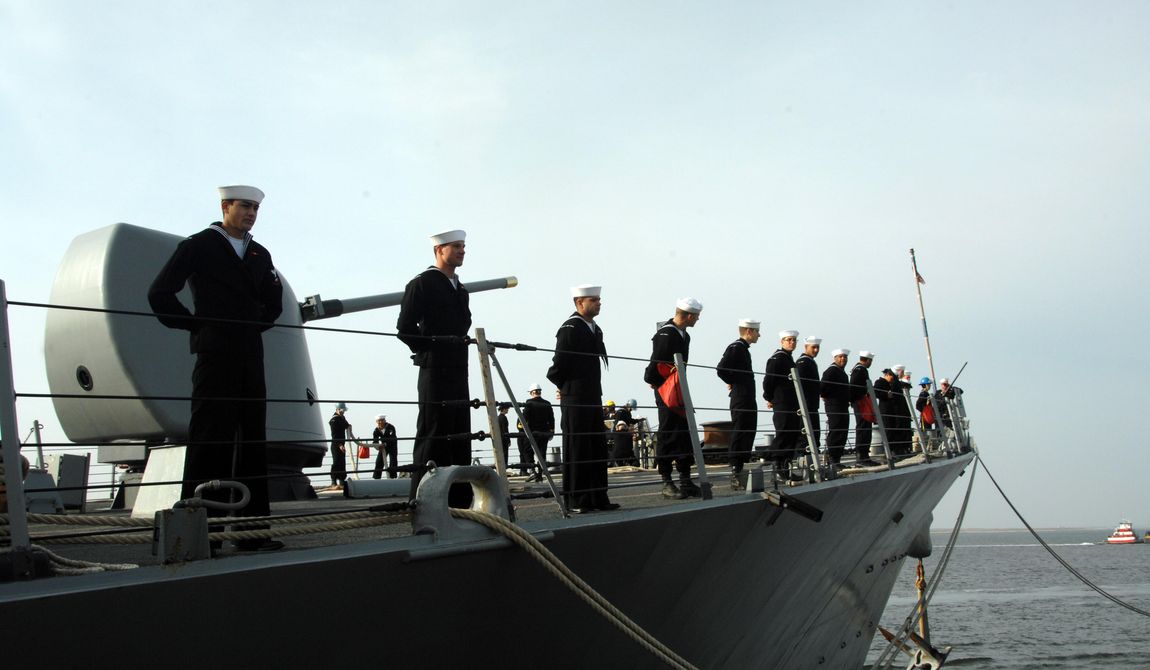Sailors aboard the USS Barry, a guided-missile destroyer deployed to the Mediterranean. (Credit: U.S. Navy) ** FILE **