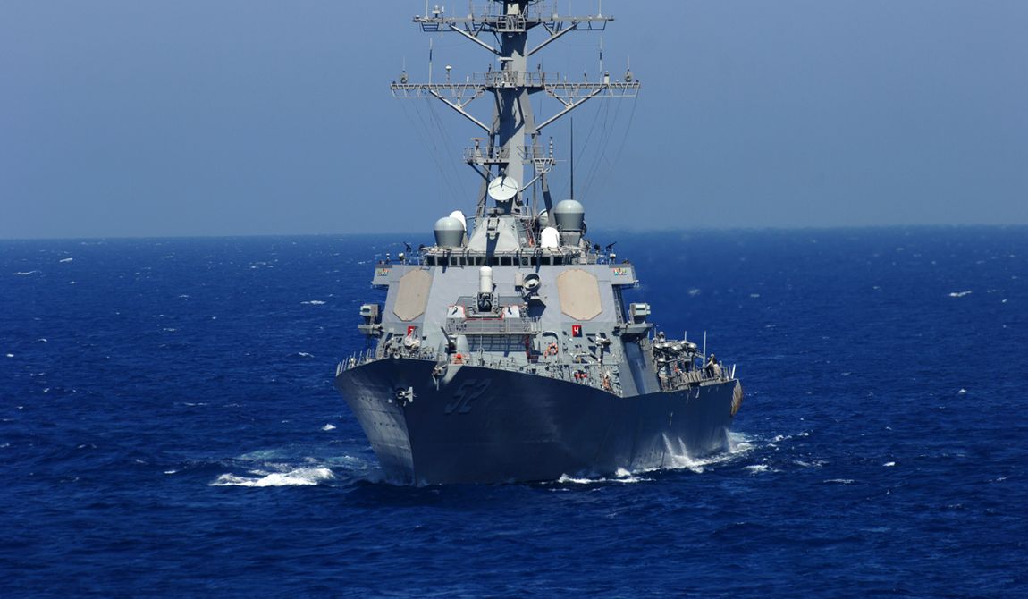The guided missile destroyer, U.S.S. Barry. The warship is one of four destroyers sent to the Mediterranean. (credit: U.S. Navy) 