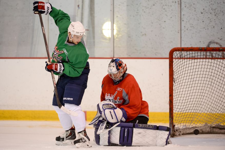 Forward Nathan Walker (79) in afternoon practice during the 2013 Capitals Rookie Camp at Kettler Capitals Iceplex, Arlington, Va., Thursday, September 5, 2013. (Andrew Harnik/The Washington Times)
