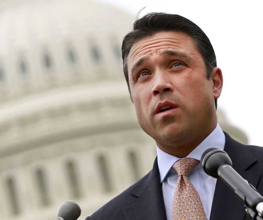 **FILE** Rep. Michael Grimm, New York Republican, speaks May 9, 2012, at a news conference on Capitol Hill in Washington. (Associated Press)