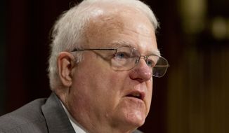 **FILE** Rep. James Sensenbrenner, Wisconsin Republican, testifies July 17, 2013, at a Senate Judiciary Committee hearing on the Voting Rights Act on Capitol Hill. (Associated Press)