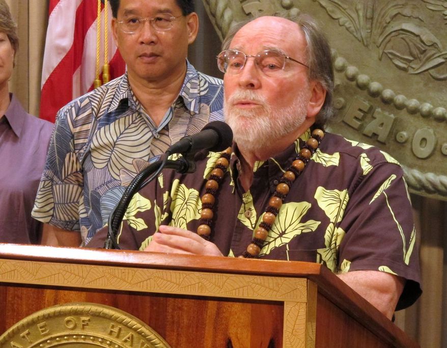 Hawaii Gov. Neil Abercrombie announces a special session on gay marriage for the state Legislature on Monday. If lawmakers pass a bill, Hawaii would join 13 states and the District of Columbia in allowing gay marriage. The special session is scheduled to begin on Oct. 28. (Associated Press)