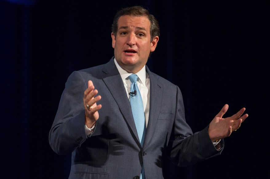 "Bullies and tyrants don't respect weakness or appeasement. In the Arab world, appeasement only encourages more violence," Sen. Ted Cruz, Texas Republican, says Wednesday at the Heritage Foundation. (Associated Press)