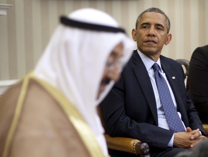 President Obama meets with the Kuwait Amir Sheik Sabah Al Ahmed Al Sabah in the Oval Office of the White House on Sept. 13, 2013. The visit by Sheik Sabah Al Ahmed Al Sabah comes as Obama and top aides are lobbying skeptical lawmakers to support using military force against Syria for a deadly chemical weapons attack the U.S. says was carried out by Syrian President Bashar Assad. (Associated Press)