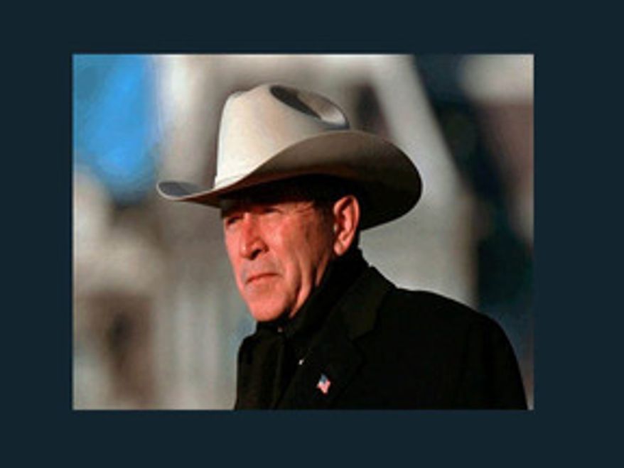 What press honeymoon? President George W. Bush was dealing with an unfriendly news media from his first 100 days in office. (George W. Bush Presidential Library)