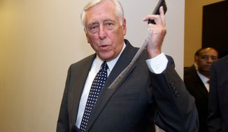 ** FILE ** House Minority Whip Steny Hoyer of Md. arrives for a Democratic Caucus meeting at the U.S. Capitol in Washington, Saturday, Sept. 28, 2013. (AP Photo/Molly Riley)