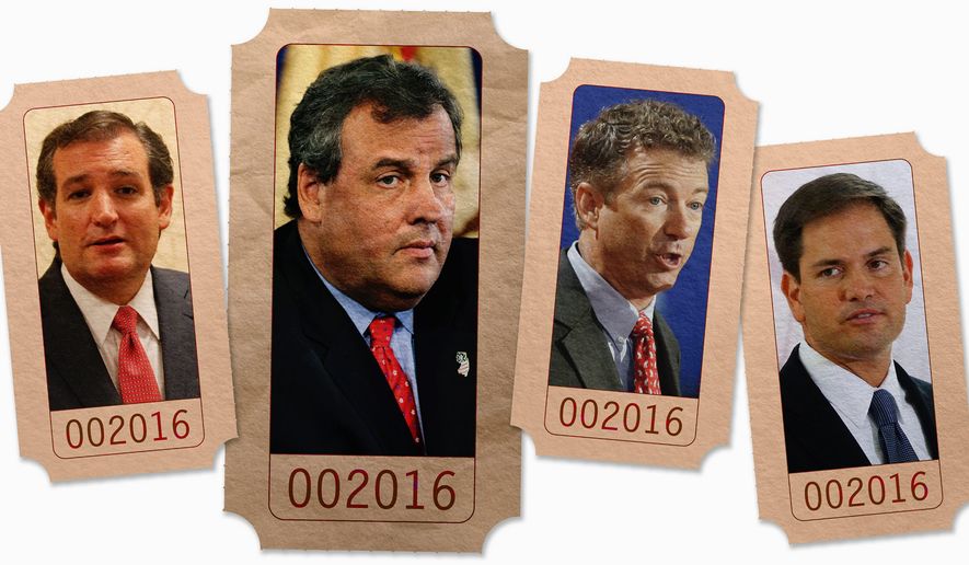 just the ticket? Sen. Ted Cruz of Texas, New Jersey Gov. Chris Christie, Sen. Rand Paul of Kentucky and Sen. Marco Rubio of Florida could stir up trouble among conservative Republicans who are waiting for one of their own in the White House. (By Greg Groesch/The Washington Times)