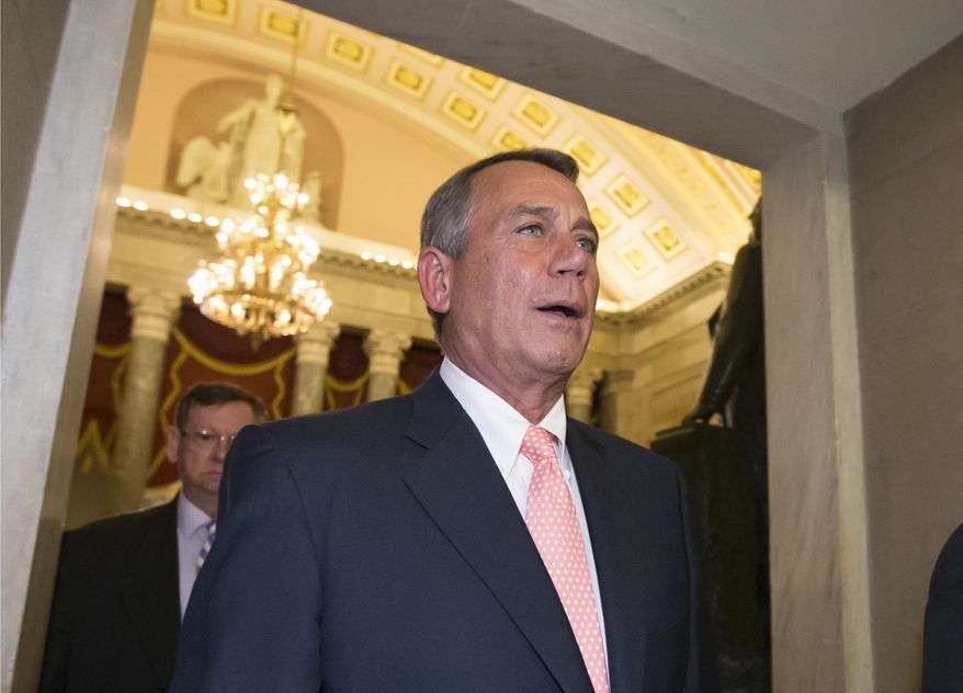 Speaker of the House John Boehner, R-Ohio, returns to his office after an 8:45 p.m. vote on the continuing resolution, at the Capitol in Washington, Monday, Sept. 30, 2013. The Republican-controlled House and the Democrat-controlled Senate are at an impasse as Congress continues to struggle over how to prevent a possible shutdown of the federal government when it runs out of money. President Barack Obama ramped up pressure on Republicans Monday to avoid a post-midnight government shutdown, saying that failure to pass a short-term spending measure to keep agencies operating would "throw a wrench into the gears" of a recovering economy. (AP Photo/J. Scott Applewhite)