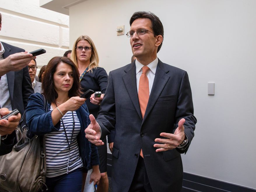 "We are going to go forward with trying to address situations that are in critical stages," House Majority Leader Eric Cantor, Virginia Republican, told reporters. (Associated Press)
