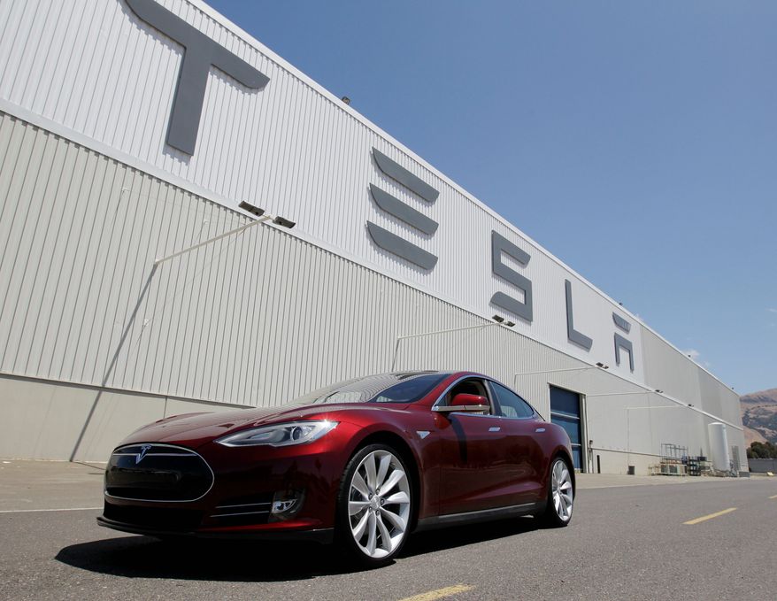 The Tesla Model S, an electric car that sells for $70,000, received the highest safety rating ever recorded from the federal government but a crash and resulting fire sent the stock tumbling Thursday. (Associated Press)