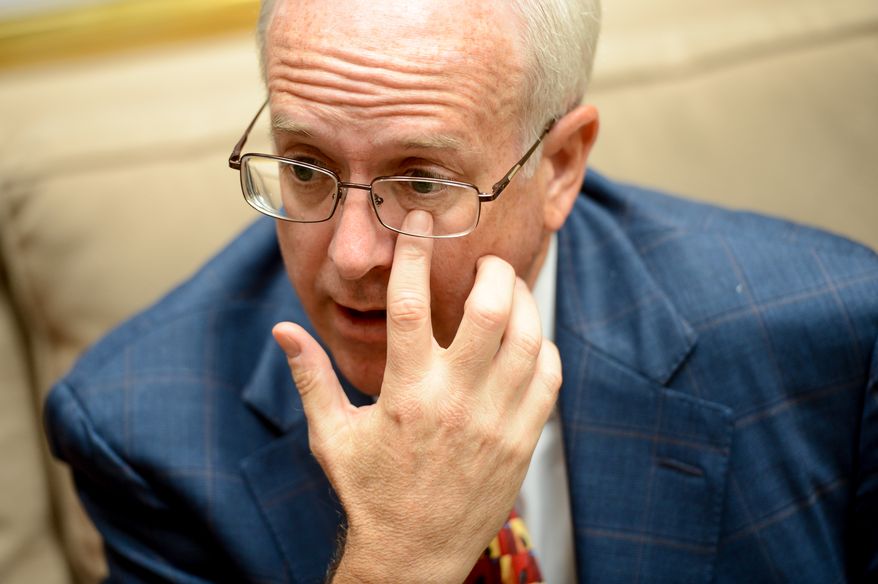 Autocam C.E.O. John Kennedy speaks during an interview at the Washington Court Hotel, Washington, D.C., Tuesday, October 8, 2013. Autocam is a Michigan based manufacturing company. (Andrew Harnik/The Washington Times)