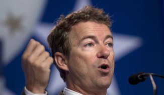 Sen. Rand Paul, Kentucky Republican, speaks during the Values Voter Summit, sponsored by the Family Research Council, on Friday, Oct. 11, 2013, in Washington. (AP Photo/Jose Luis Magana)
