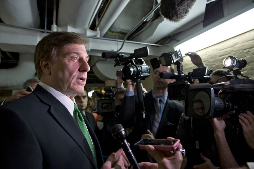 Following a closed-door meeting of House Republicans, Rep. John Fleming, R-La., tells reporters that President Obama is not negotiating in good faith with the GOP, at the Capitol in Washington, Saturday, Oct. 12, 2013. Fleming added: "It's very clear to us he does not now, and never had, any intentions of negotiating." The federal government remains partially shut down for a twelfth day and faces a first-ever default between Oct. 17 and the end of the month. (AP Photo/J. Scott Applewhite)