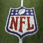 An NFL logo marks the turf on the field after a football game between the Washington Redskins and Dallas Cowboys Sunday, Oct. 13, 2013, in Arlington, Texas. (AP Photo/LM Otero) 
