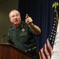 Polk County Sheriff Grady Judd talks about the events leading up to the arrest over the weekend of two juvenile girls in a Florida bullying case at a press conference in Winter Haven, Fla., Monday, Oct. 15, 2013. (AP Photo/The Ledger, Calvin Knight) ** FILE **