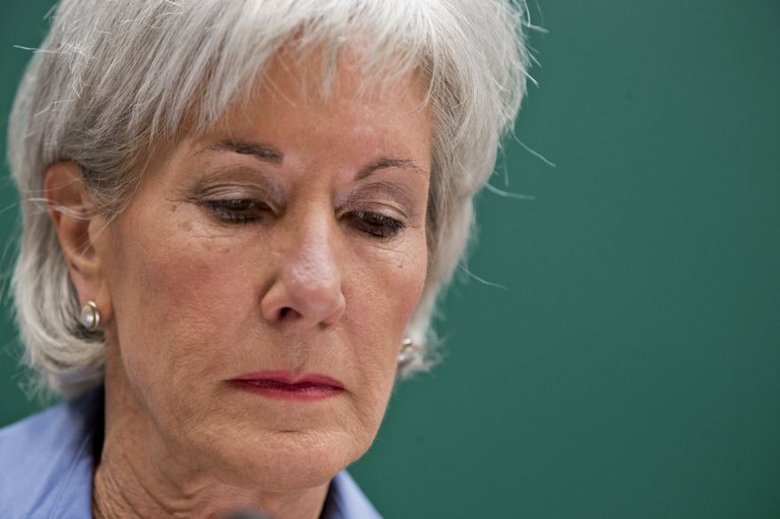 Health and Human Services Secretary Kathleen Sebelius pauses while testifying on Capitol Hill in Washington, Wednesday, Oct. 30, 2013, before the House Energy and Commerce Committee hearing on the difficulties plaguing the implementation of the Affordable Care Act. Sebelius, President Barack Obama's top health official faced tough questioning by a congressional committee Wednesday that will demand she explain how the administration stumbled so badly in its crippled online launch of the president's health care overhaul. (AP Photo/J. Scott Applewhite)