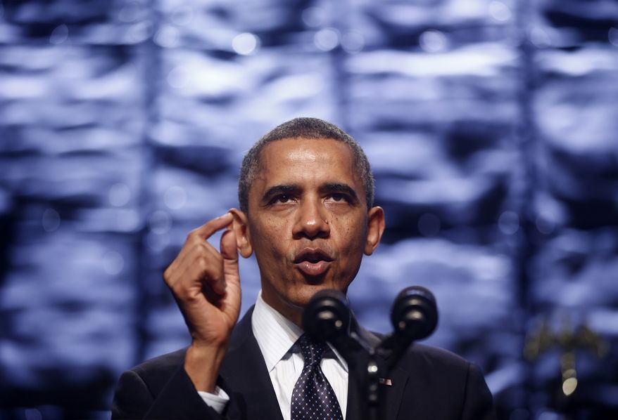 ** FILE ** President Obama speaks at the SelectUSA Investment Summit in Washington, Thursday, Oct. 31, 2013. (AP Photo/Charles Dharapak)