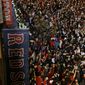 Boston Red Sox fans celebrate after Boston defeated the St. Louis Cardinals in Game 6 of baseball&#x27;s World Series Wednesday, Oct. 30, 2013, in Boston. The Red Sox won 6-1 to win the series. (AP Photo/Charlie Riedel) 