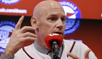 Matt Williams addresses the media after he is introduced as the new manager of the Washington Nationals baseball team during a news conference at Nationals Park, Friday, Nov. 1, 2013, in Washington. (AP Photo/Alex Brandon)