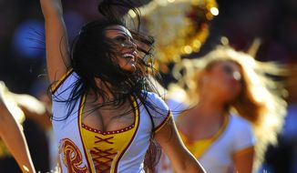 The Redskins Cheerleaders perform at FedExField, Landover, Md., November 3, 2013. (Preston Keres/Special for The Washington Times)
