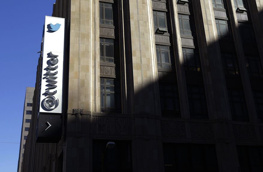 This photo shows the sign outside of Twitter headquarters in San Francisco, Monday, Nov. 4, 2013. Seven years after co-founder Jack Dorsey sent the first tweet through the online messaging service, more than 500 million posts are shared each day by everyone from the Dalai Lama to Justin Bieber. (AP Photo/Jeff Chiu)