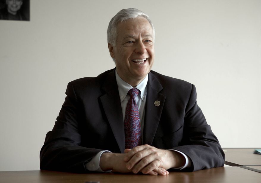 Rep. Michael H. Michaud, Maine Democrat, speaks to a reporter in Portland, Maine, on Friday, Nov. 8, 2013. Mr. Michaud said that coming out as gay has been a positive experience, with congratulations coming in from his Republican counterpart on the Veterans Affairs Committee as well as his constituents. (AP Photo/Robert F. Bukaty)