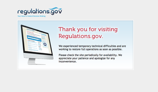 The site, Regulations.gov, greeted visitors with an error message. (Screen grab of Regulations.gov)