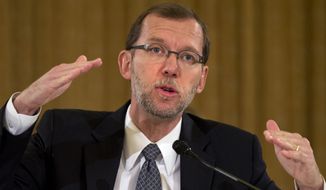 Congressional Budget Director Doug Elmendorf  talks about the economic outlook while testifying on Capitol Hill in Washington, Wednesday, Nov. 13, 2013, before the Congressional Budget Conference. (AP Photo/Jacquelyn Martin) ** FILE **
