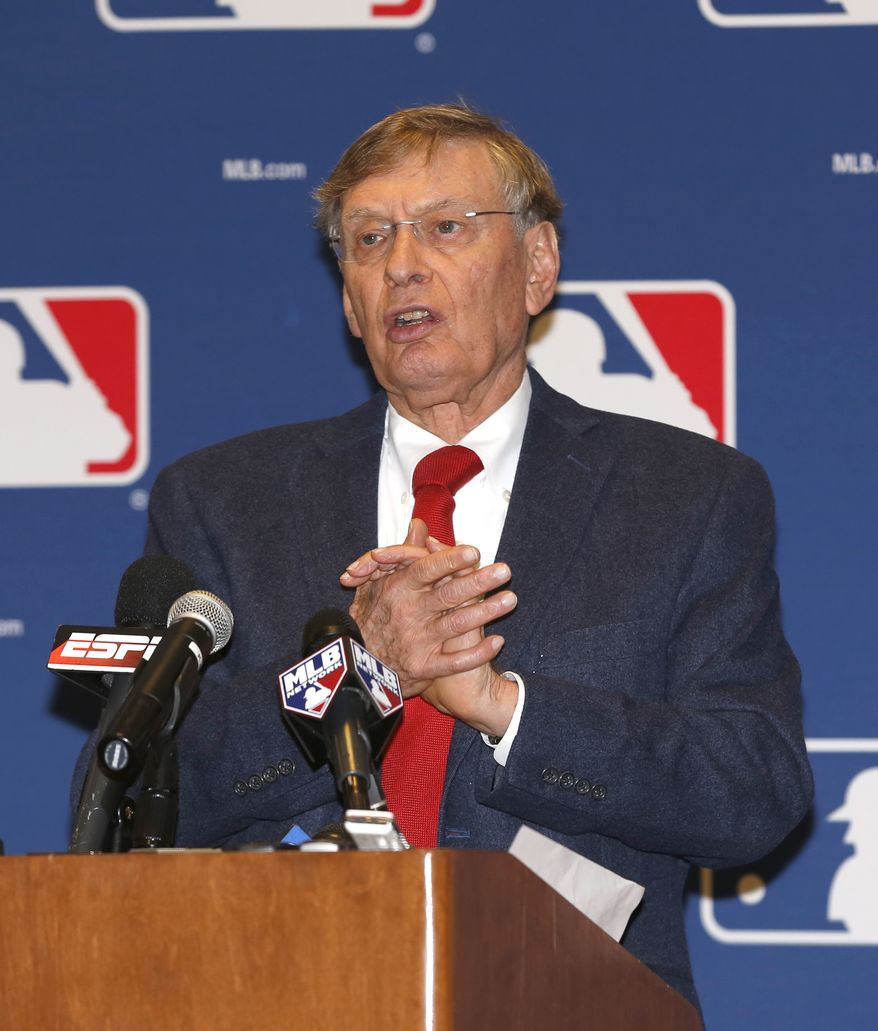Major League Baseball Commissioner Bud Selig talks to the media following baseball's general managers' meetings Thursday, Nov. 14, 2013, in Orlando, Fla. (AP Photo/Reinhold Matay)