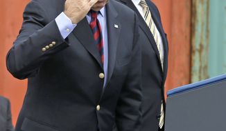 ** FILE ** Vice President Joe Biden, accompanied by Transportation Secretary Anthony Foxx, salutes a crowd after speaking at the Port Of Houston,  Monday, Nov. 18, 2013, in Pasadena, Texas. (AP Photo/Pat Sullivan)