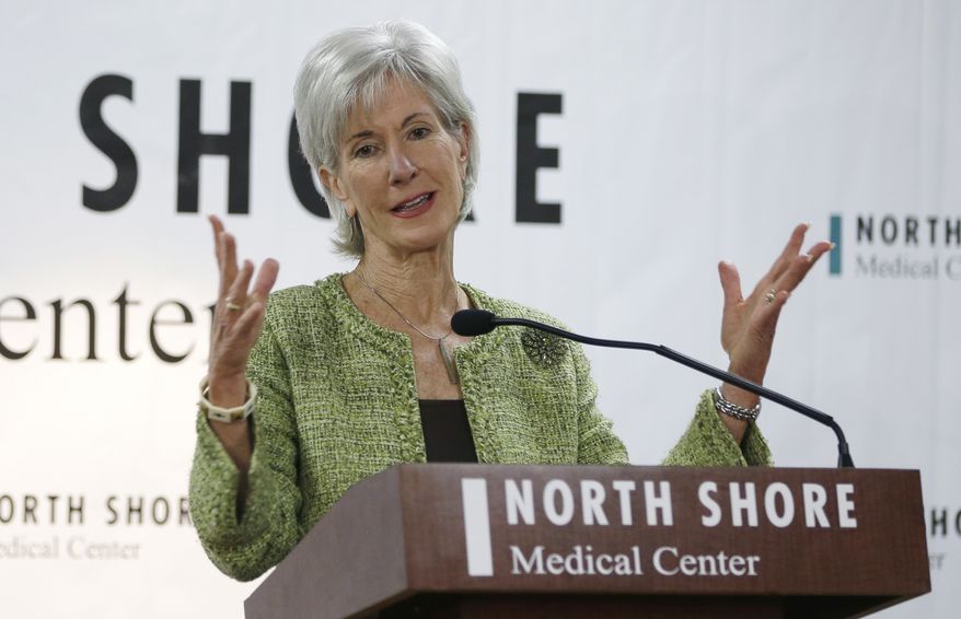 ** FILE ** Department of Health and Human Services Secretary Kathleen Sebelius responds to questions during a news conference at the North Shore Medical Center, Tuesday, Nov. 19, 2013, in Miami. Sebelius visited Miami and Orlando Tuesday to talk up the Affordable Care Act as fallout from the new law grows. (AP Photo/Lynne Sladky)