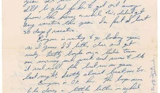 A letter from Mercury 7 astronaut Virgil I. “Gus” Grissom to his mother is going up for auction. (AP Photo/RR Auction)
